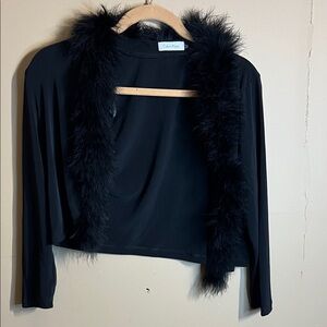 Calvin Klein Black Top with Feather Detail
